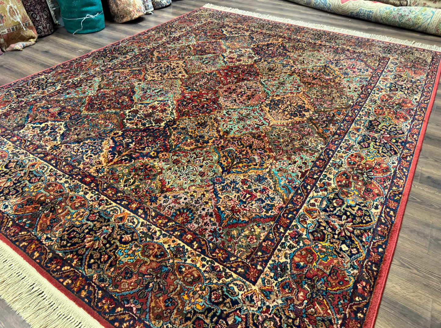 Karastan Rug 8.8 x 10.6, Multicolor Panel Kirman Rug #717, Original 700 Series, Wool - Nuvé