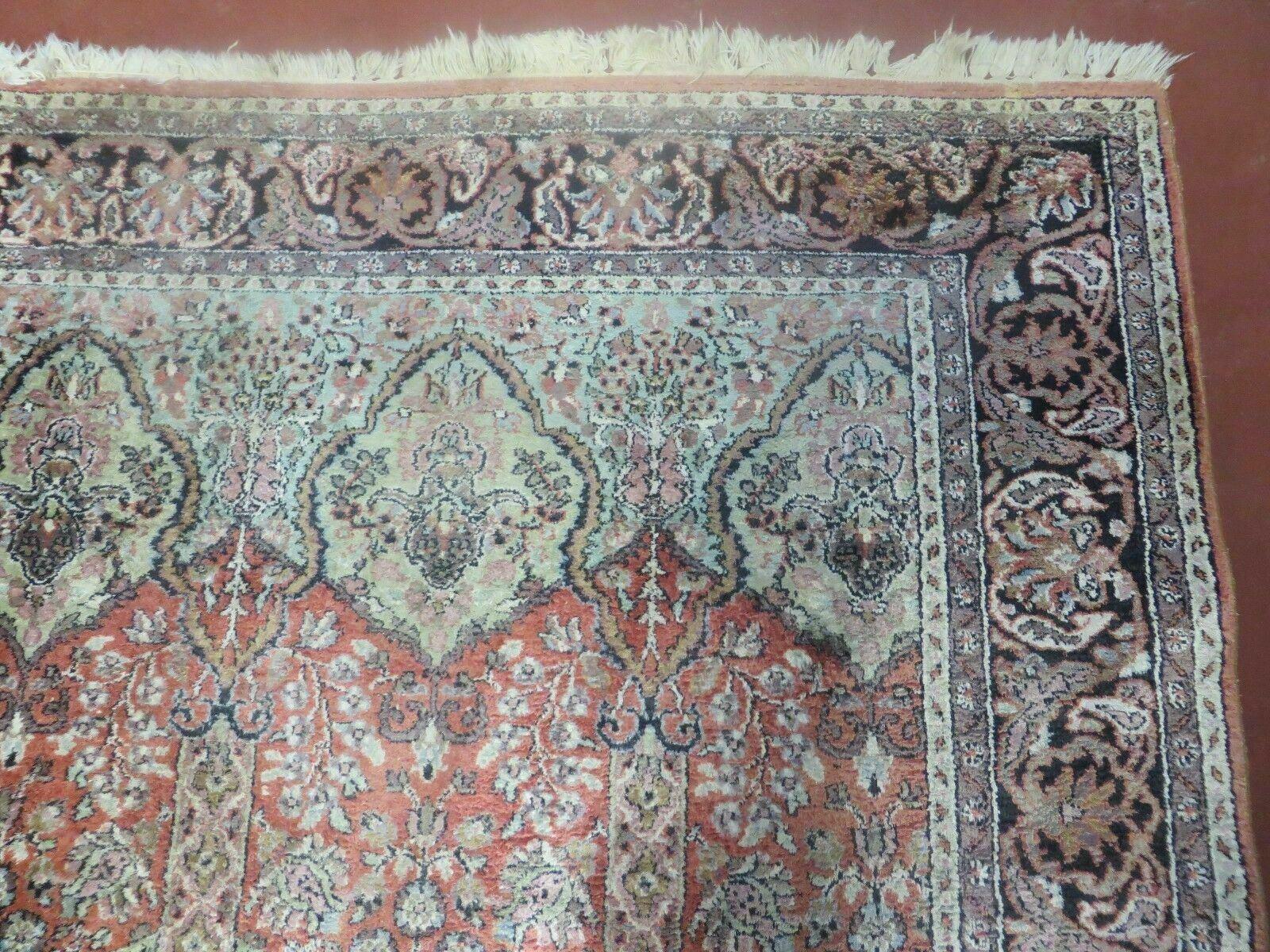 6' X 6' Vintage Handmade Fine Indian Silk Rug Kashmir Square Nice - Nuvé