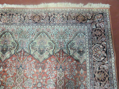 6' X 6' Vintage Handmade Fine Indian Silk Rug Kashmir Square Nice - Nuvé