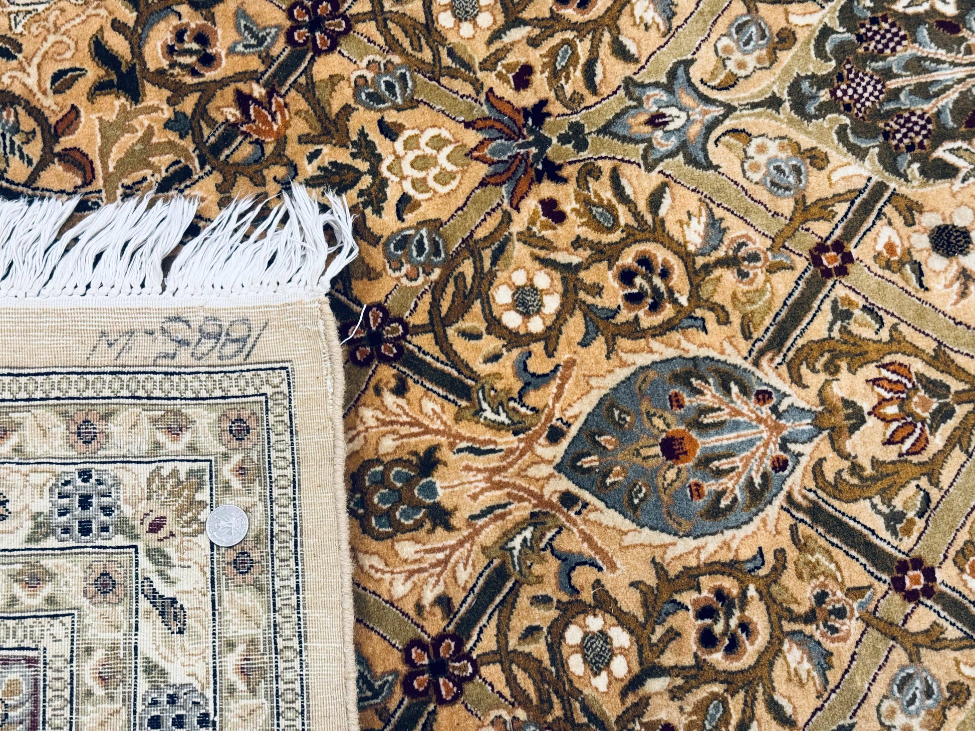 Fine Pak Persian Rug 9x12, Gold and Wine Red, Panel Design, 330 KPSI - Nuvé