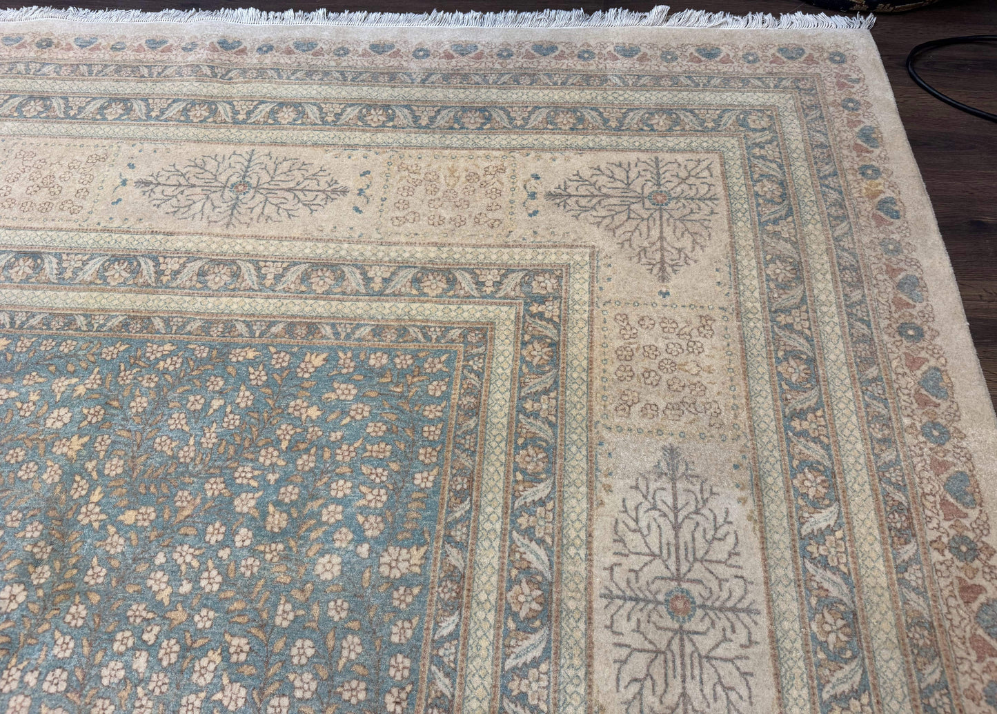 Palace Size Pak Persian Rug 12x18, Haji Jalili Design, Pakistani Carpet, Oat and Light Blue, Fine 260 KPSI - Nuvé