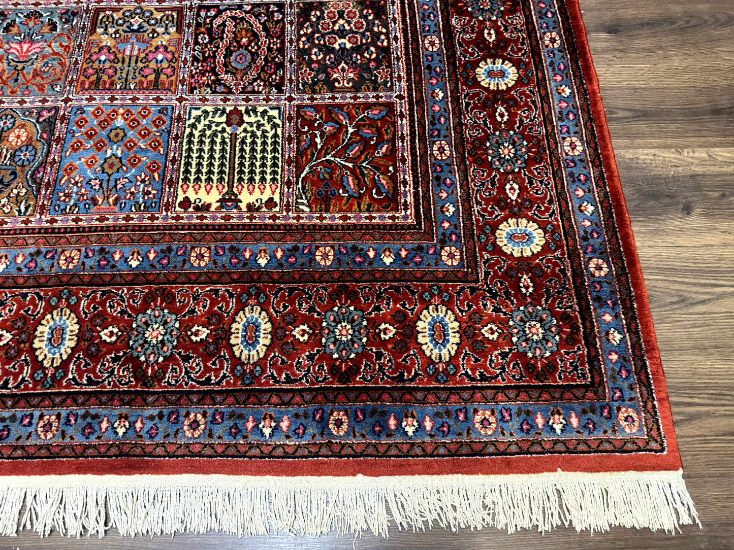 Wonderful Persian Qum Rug 10x13, Panel Design, Fine 260 KPSI, Signed, Red Multicolor - Nuvé