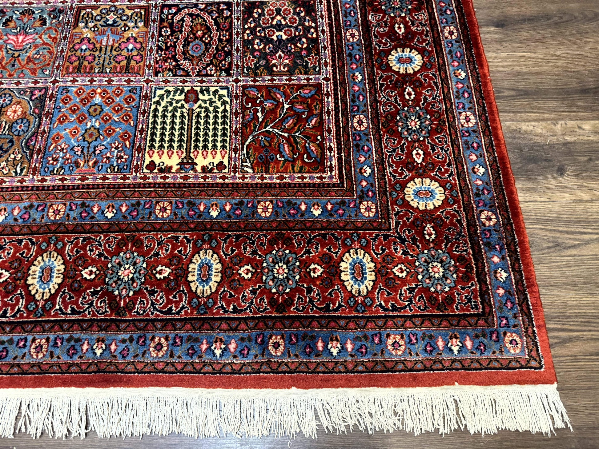 Wonderful Persian Qum Rug 10x13, Panel Design, Fine 260 KPSI, Signed, Red Multicolor - Nuvé