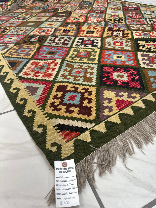 Hand-knotted Afghani Wool Kilim Rug 6’11”x9’11” - Nuvé