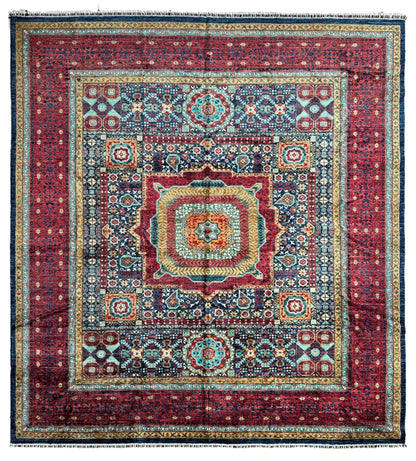 Hand-Knotted Mamluk Wool Rug – 8'4" x 9'9" – Intricate Geometric Masterpiece - Nuvé