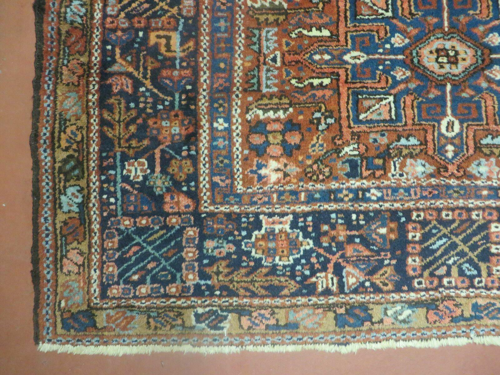 Persian Karajeh Rug 5x6, Antique Geometric Medallion Carpet - Nuvé
