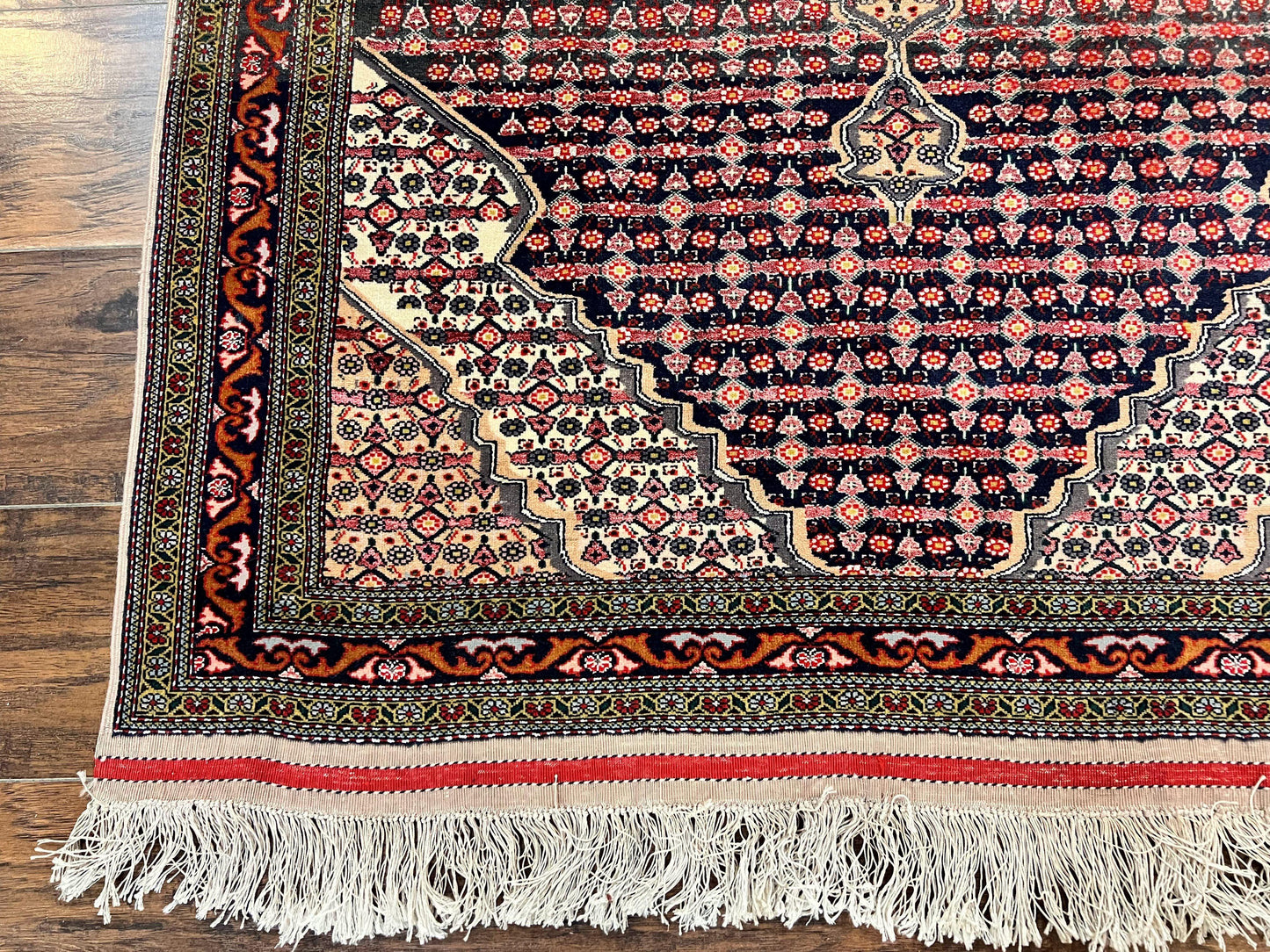 Afghan Rug 4x5, Wool with Silk Highlights, Very Fine Hand Knotted Vintage Oriental Carpet, Herati Pattern, Persian Rug, Bidjar Rug, 400 KPSI - Nuvé