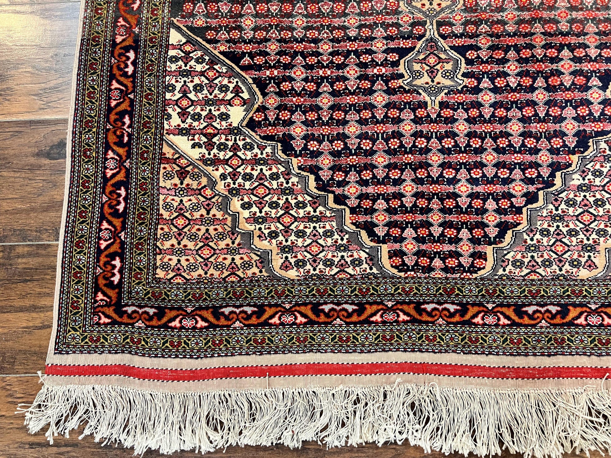 Afghan Rug 4x5, Wool with Silk Highlights, Very Fine Hand Knotted Vintage Oriental Carpet, Herati Pattern, Persian Rug, Bidjar Rug, 400 KPSI - Nuvé