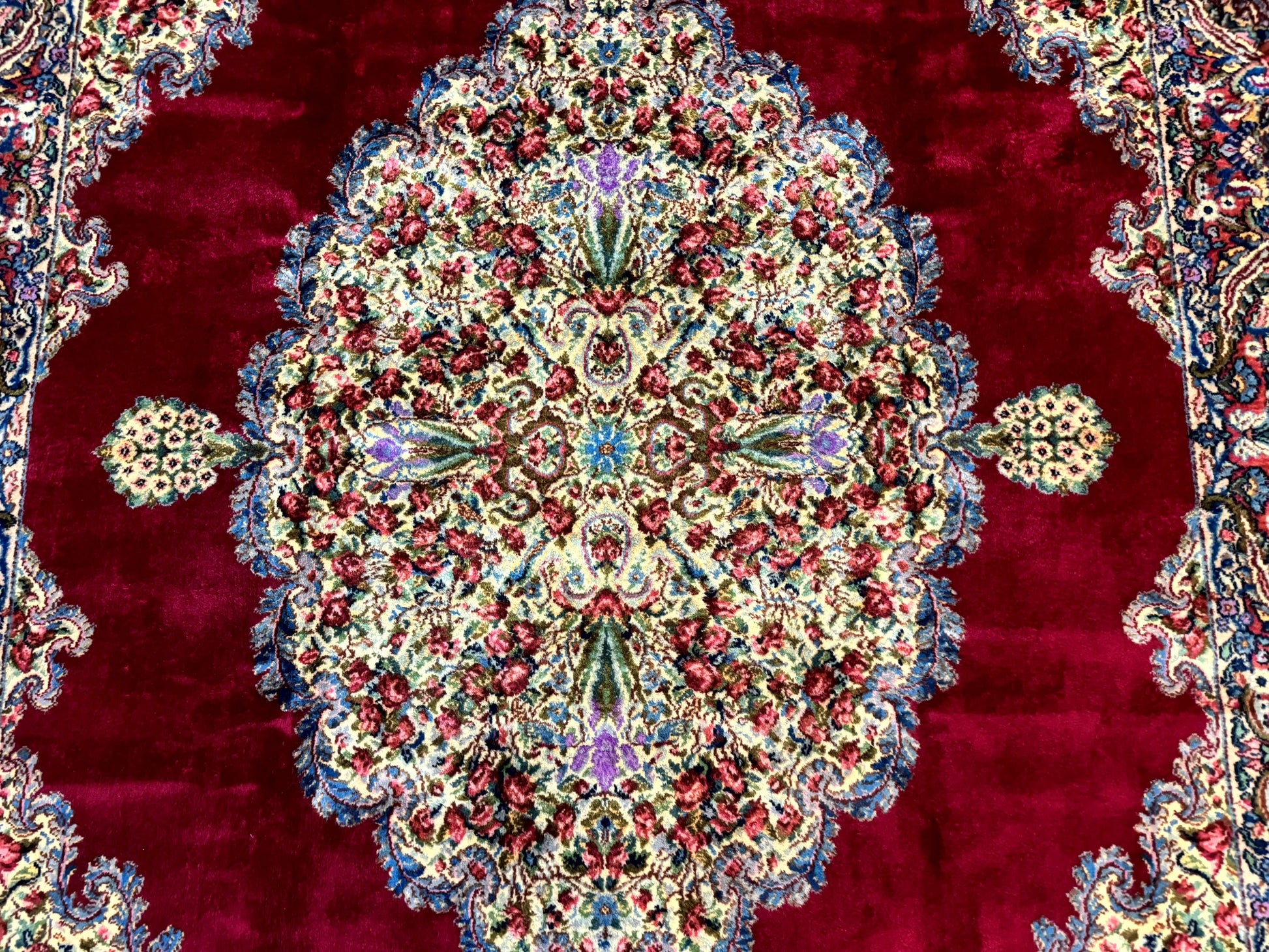 Karastan Rug 8.8 x 12 - Red Floral Kirman - Wool Pile Carpet - Nuvé