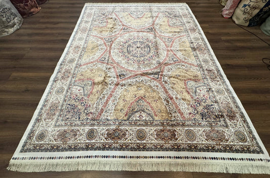 Turkish Silk Rug 8x10, Dome Design, Hereke Carpet, Bamboo Silk, New - Nuvé
