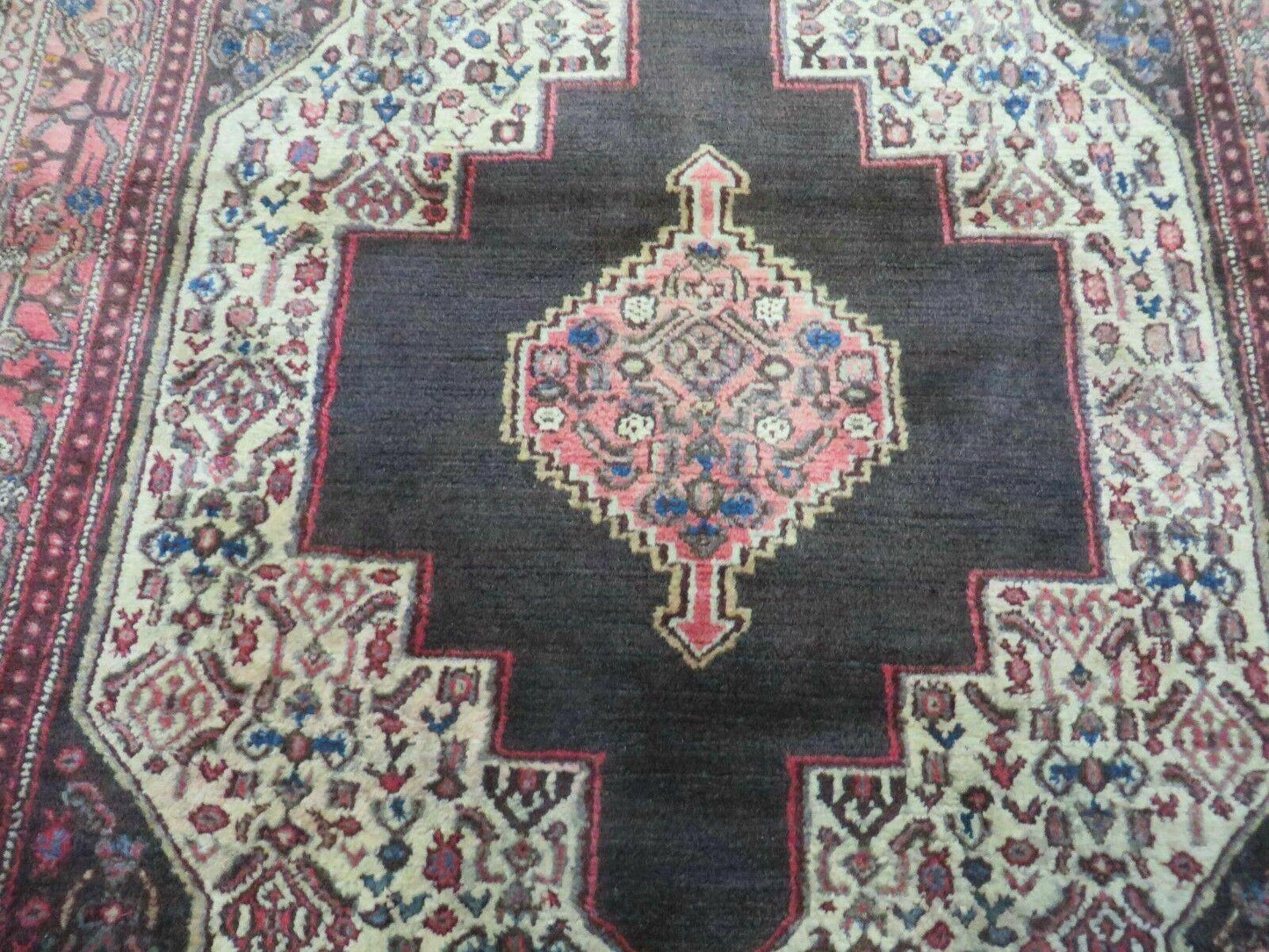 4' X 5' Antique Handmade India Floral Oriental Wool Rug Brown Vegetable Dyes - Nuvé