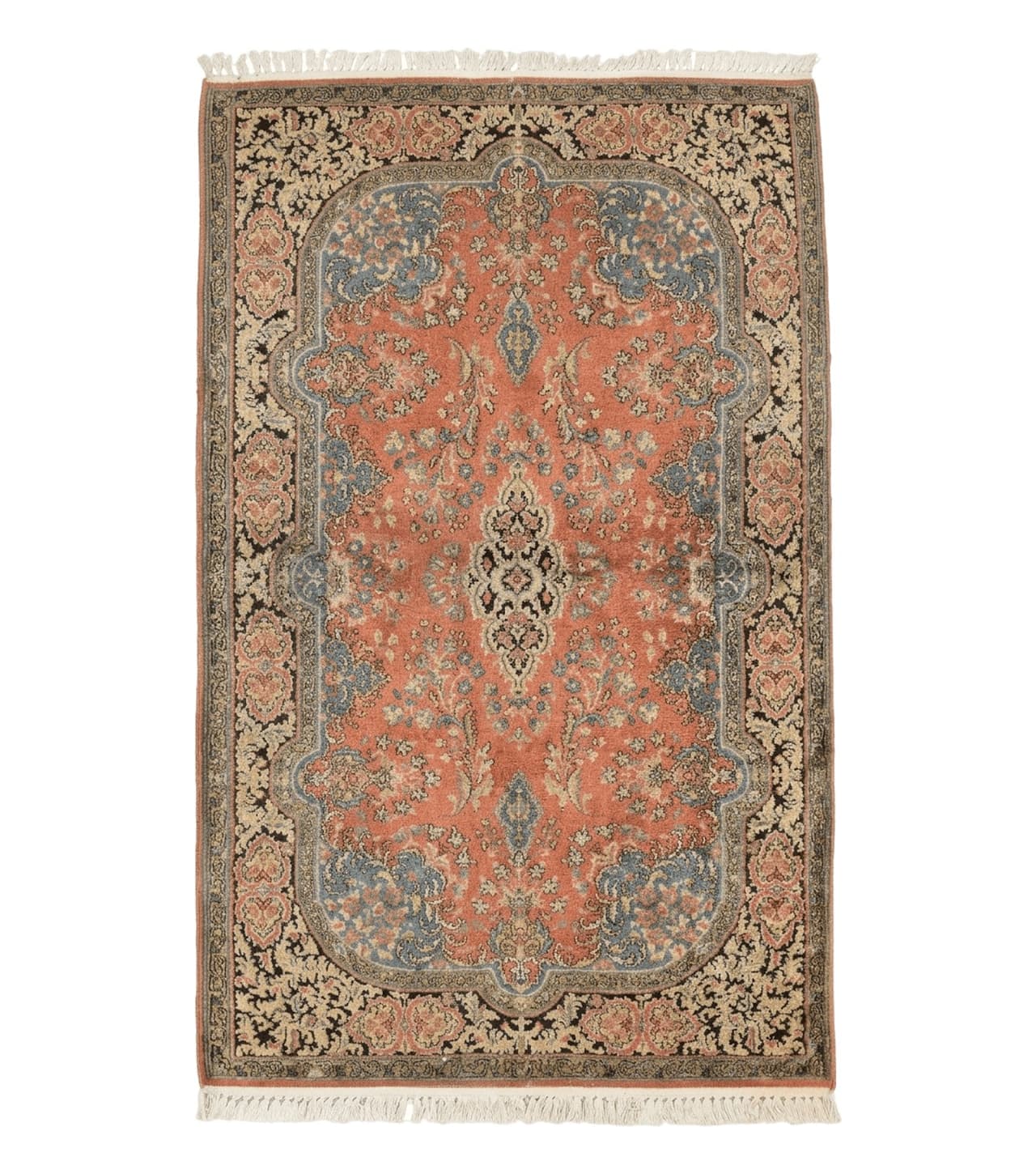 Indian Kashmiri Silk Rug 3x5, Fine 260 KPSI, Hand Knotted