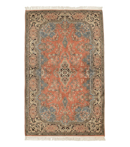 Indian Kashmiri Silk Rug 3x5, Fine 260 KPSI, Hand Knotted
