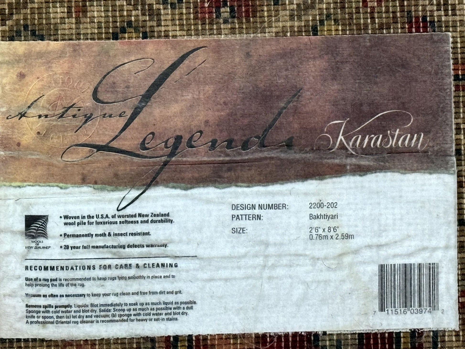 Karastan Runner Rug 2.6 x 8.6, Antique Legends Bakhtiari 2200, Vintage Wool Karastan Runner Rug, Panel Design - Nuvé