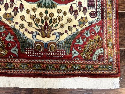 Persian Bijar Rug 2.6 x 4, Antique Carpet, Brick Red and Ivory - Nuvé