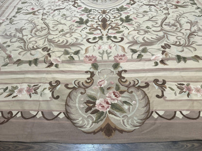 Palace Sized Aubusson Rug 13 x 20, Flatweave Aubusson Weave, Oversized Rug, European French Elegant Design - Nuvé
