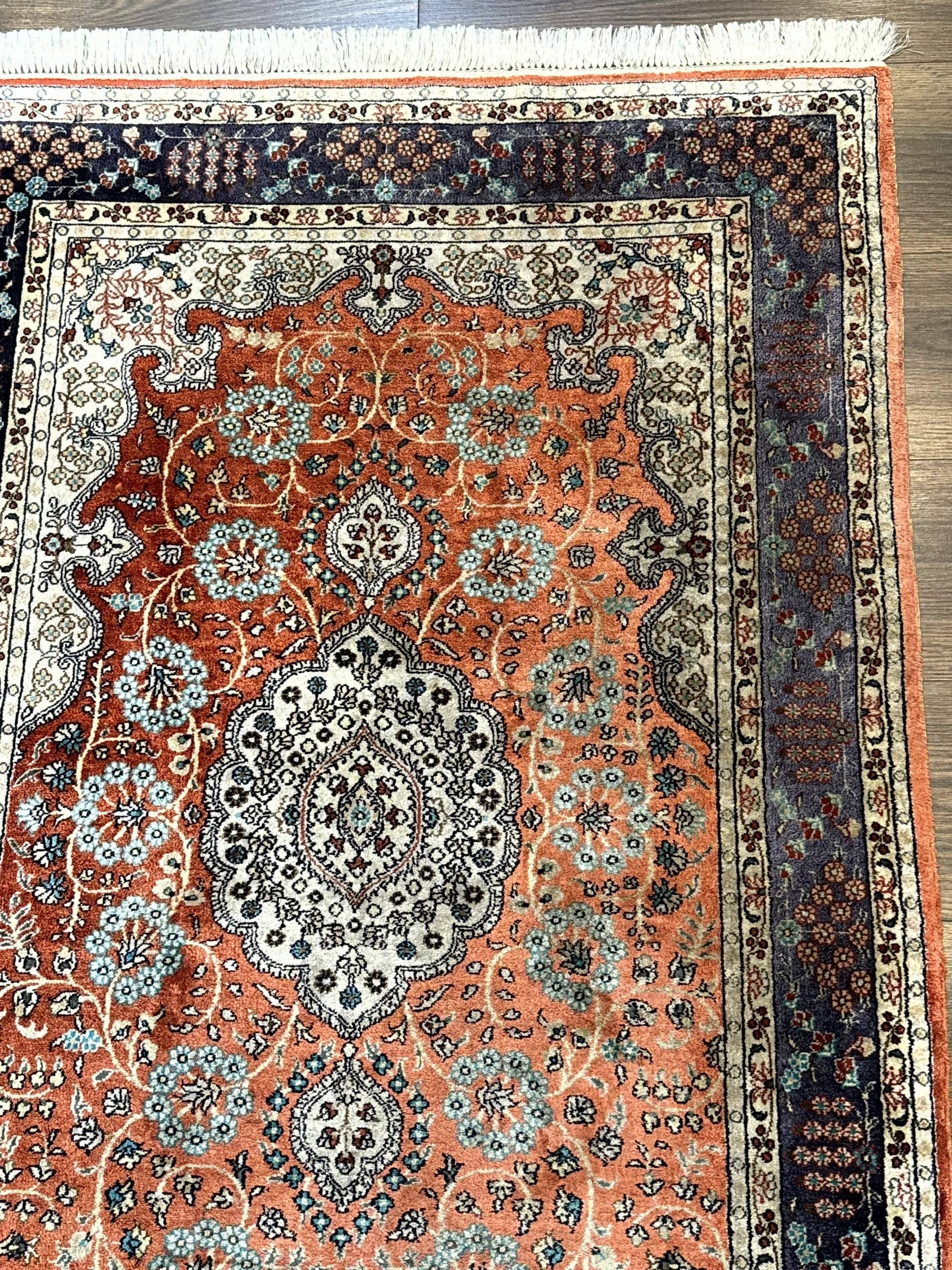 Turkish Silk Runner Rug 3x8, Short Runner Rug, Red, Floral Medallions, Very Fine 360 KPSI, 3 x 8 Runner - Nuvé