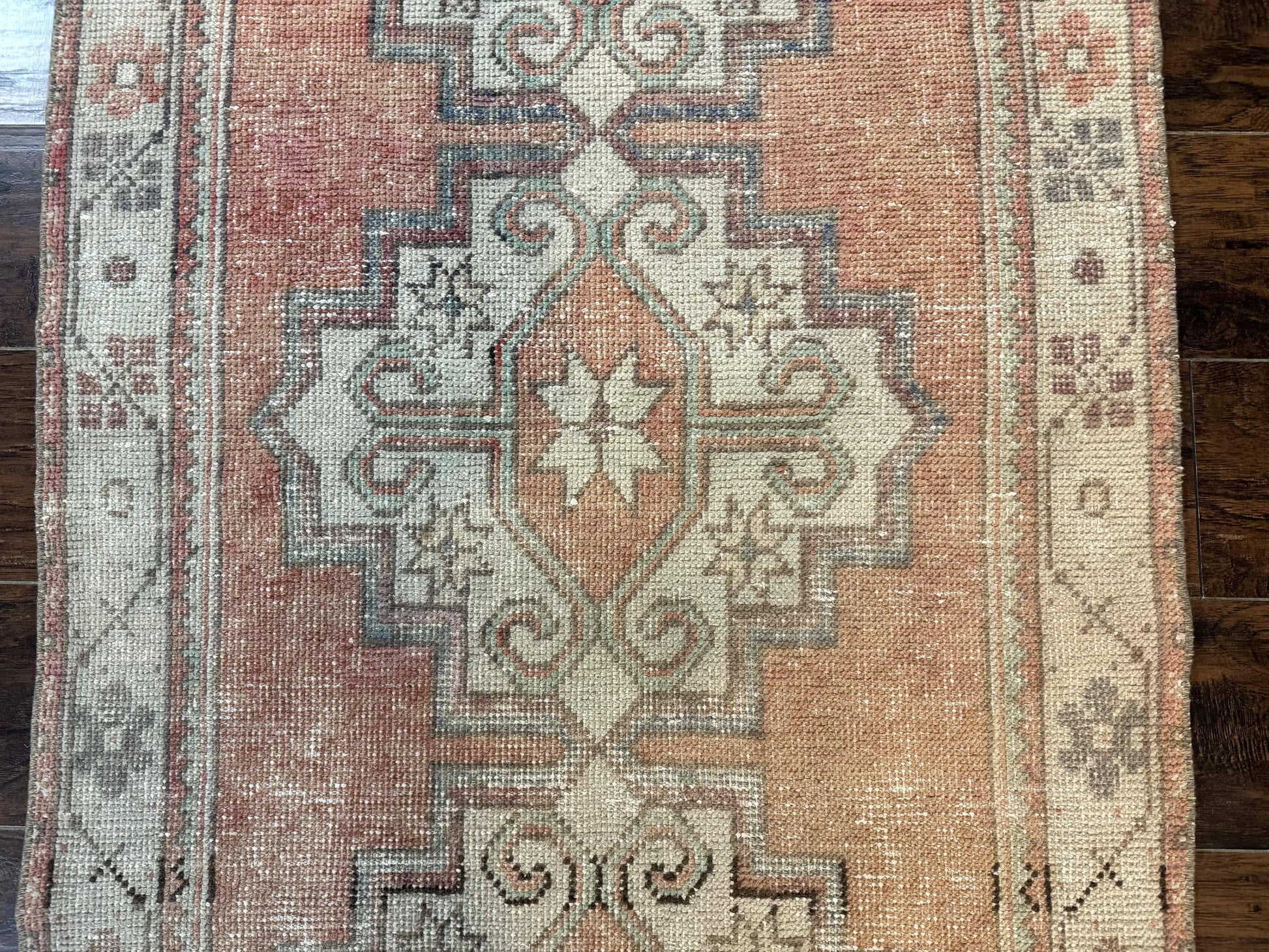 Antique Turkish Runner Rug 3 x 9.6, Farmhouse Rug, Geometric Runner, Handmade, Vintage Rug for Modern Home - Nuvé