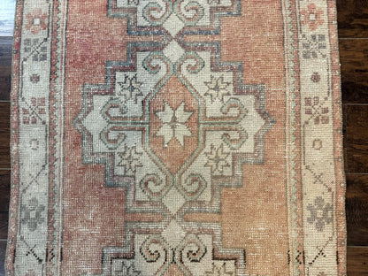 Antique Turkish Runner Rug 3 x 9.6, Farmhouse Rug, Geometric Runner, Handmade, Vintage Rug for Modern Home - Nuvé