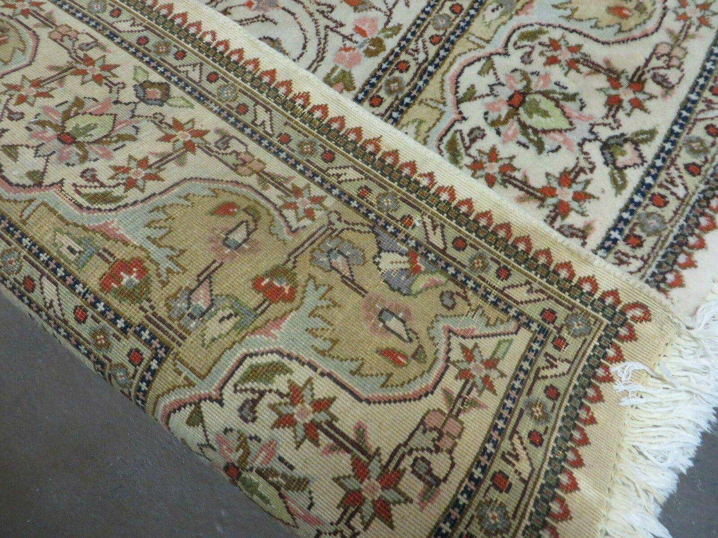 Vintage Persian Tabriz Rug 9x12, Tabatabaie Rug 9x12 Carpet, Handmade Hand Knotted Wool Area Rug, Tomato Red Beige, Medallion Rug, Floral - Nuvé