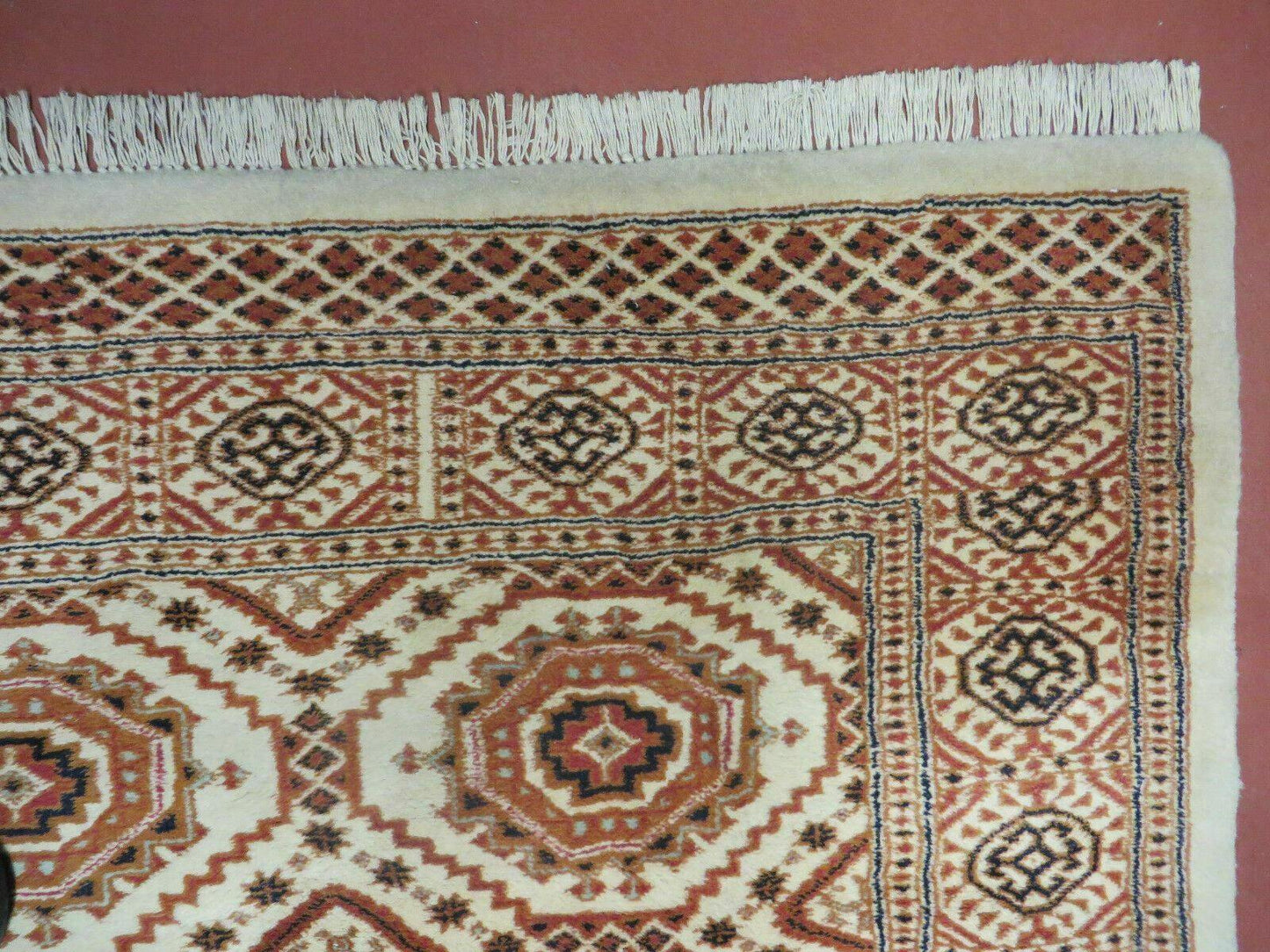 4' X 7' Vintage Handmade Pakistani Turkoman Bokhara Balouch Woven Wool Rug Ivory - Nuvé