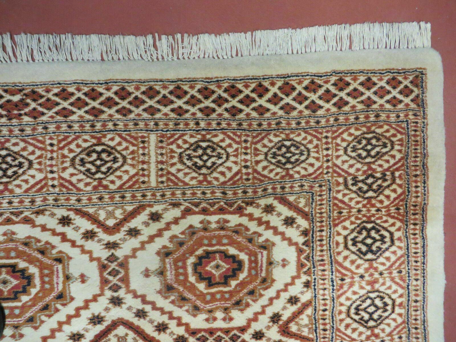 4' X 7' Vintage Handmade Pakistani Turkoman Bokhara Balouch Woven Wool Rug Ivory - Nuvé