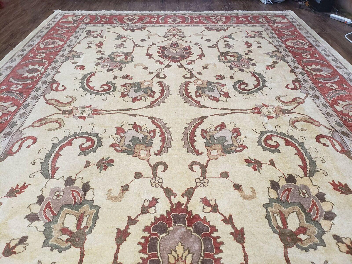9' X 12' One-Of-A-Kind William Pak Peshawar Hand-knotted Wool Rug Nice