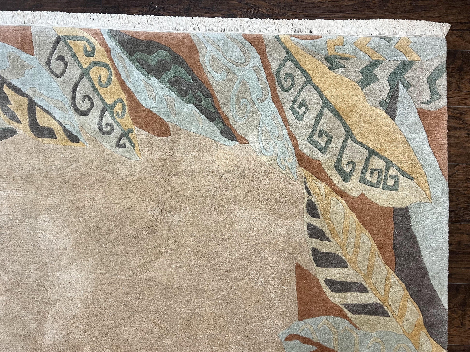 Modern Tibetan Rug 7x10, Soft Wool, Tufenkian Style Carpet, Tibet Nepali Rug, Open Field, Handmade Wool Rug - Nuvé
