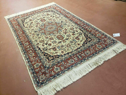 4' X 6' Handmade Ultra Fine Chinese Floral Oriental Wool Rug Hand Knotted Beige - Nuvé