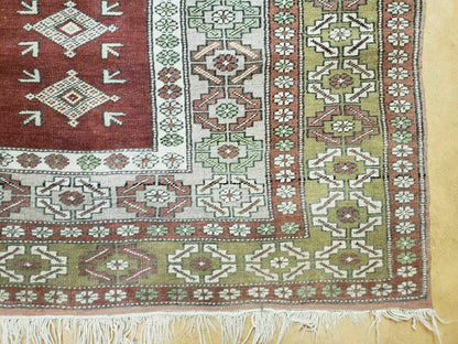 4' X 8' Antique Handmade Turkish Melas Oushak Wool Rug - Nuvé