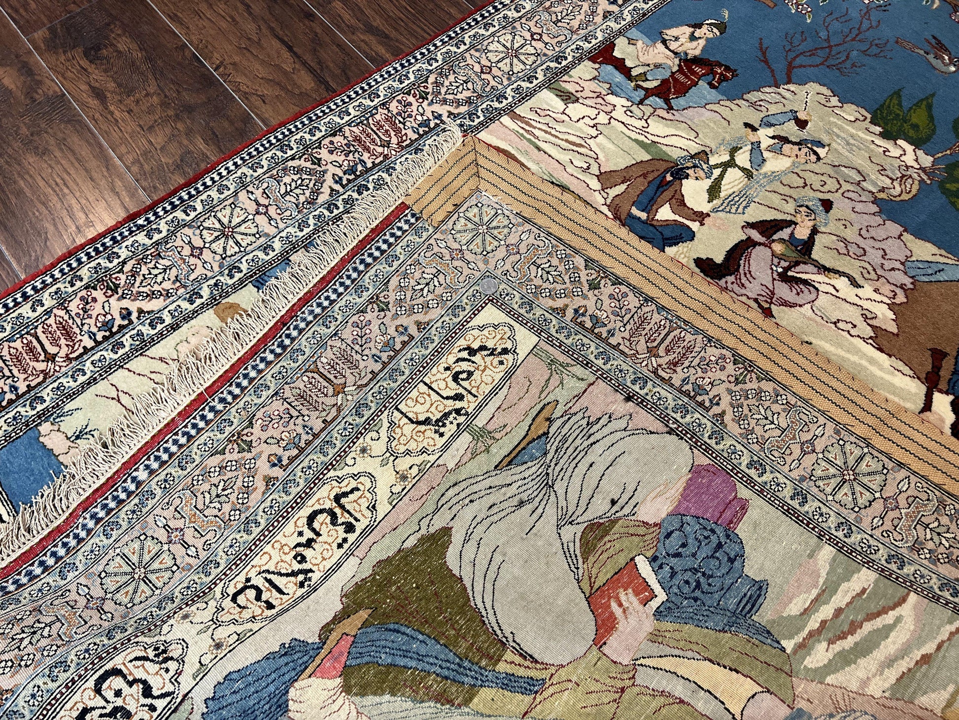 Vintage Persian Qum Pictorial Rug 5x7 - Wool & Silk - Nuvé