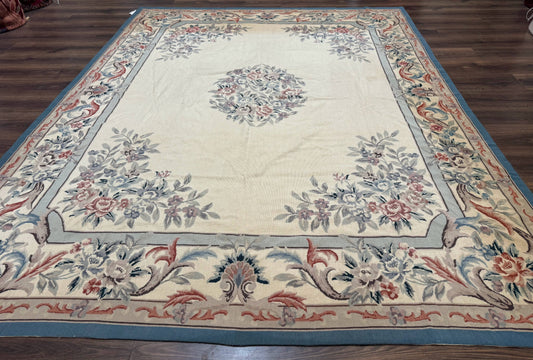 Ivory Needlepoint Rug 8x10, Wool Handmade Carpet - Nuvé