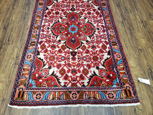 3' 2' X 5' 1" Handmade Floral Wool Rug Red Beige /Ivory - Nuvé