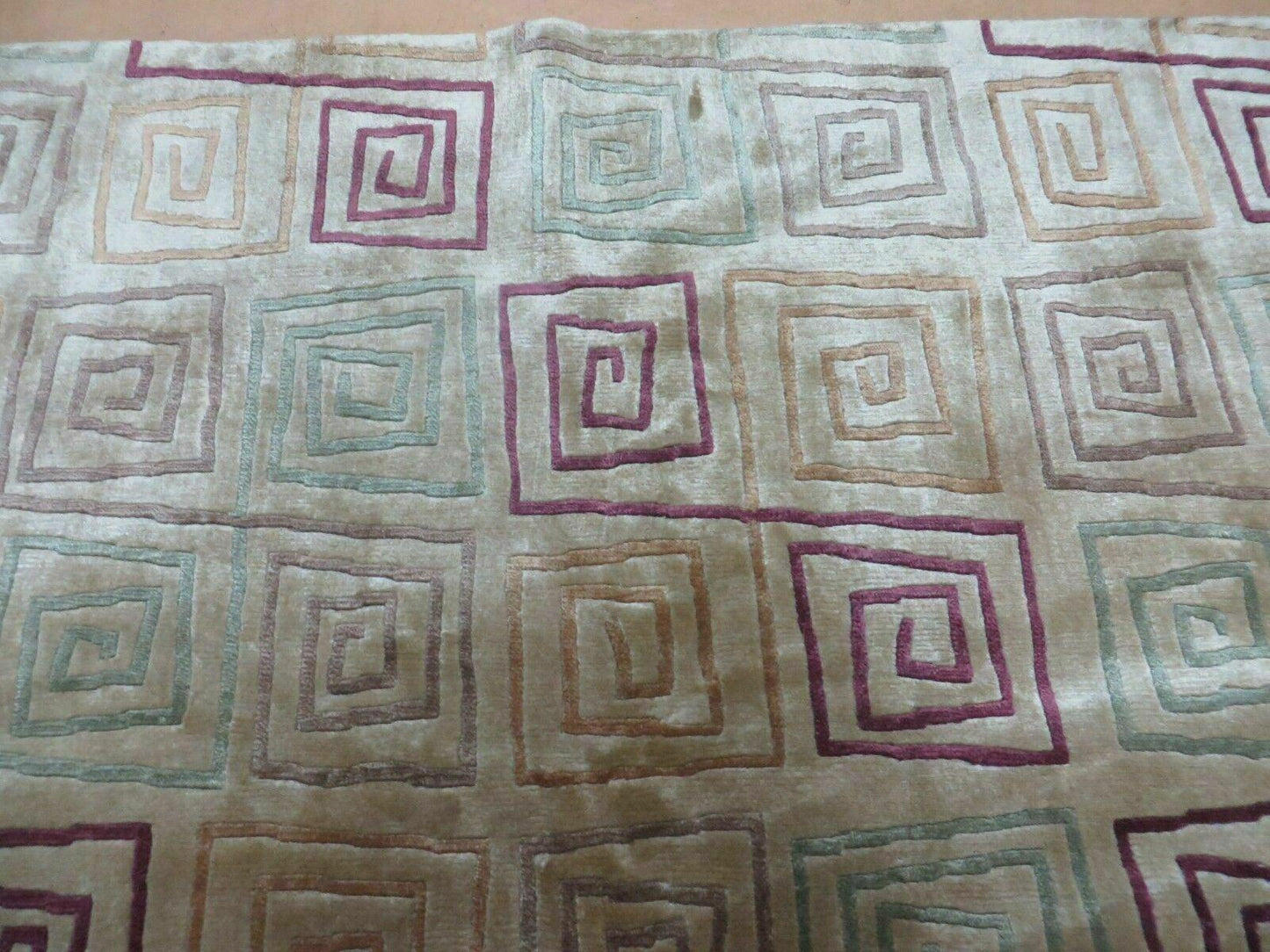 8' X 11' Modern Tibetan Nepal Art Deco Chinese Handmade Wool Silk Rug Abstract - Nuvé