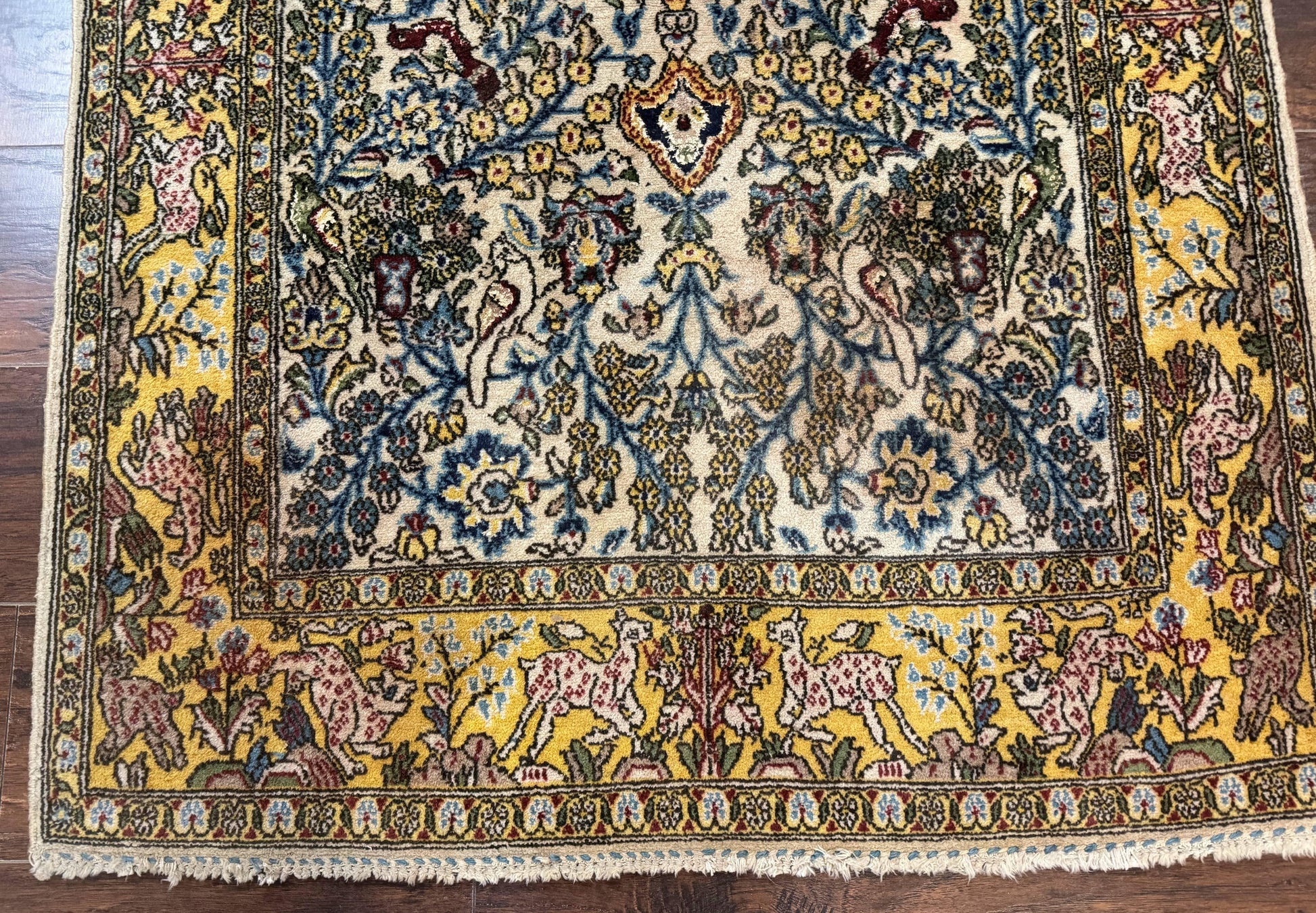 Persian Qum Tree of Life Rug 3.5 x 5.5, Animal Pictorials, Kork Wool with Silk Highlights - Nuvé