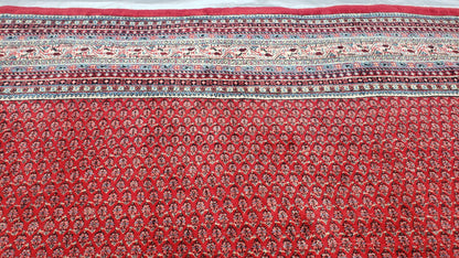 Persian Sarouk Mir Pattern, Red and Beige, Hand-Knotted, Wool, Paisley Boteh Design, 9'9" x 13', Semi Antique - Nuvé