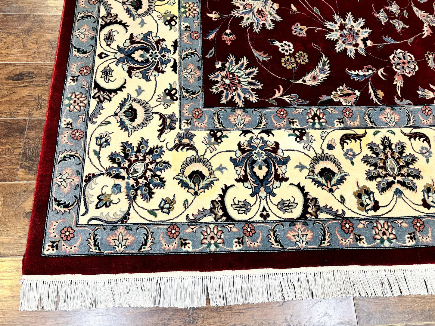 Pak Persian Rug 9x12, Maroon and Ivory, Wool Handmade Vintage - Nuvé
