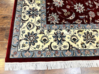 Pak Persian Rug 9x12, Maroon and Ivory, Wool Handmade Vintage - Nuvé