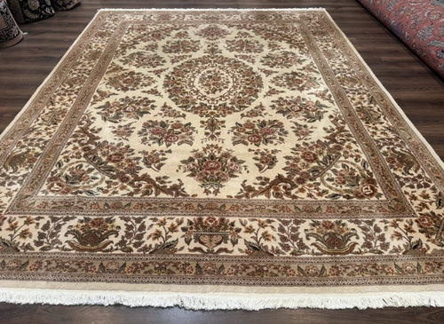 Sino Persian Rug 8x10, Floral, Elegant, Fine 225 KPSI, Beige, Wool & Silk - Nuvé