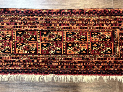 Antique Persian Turkoman Mafresh Rug 1x4, Wool, Tribal Collectible - Nuvé