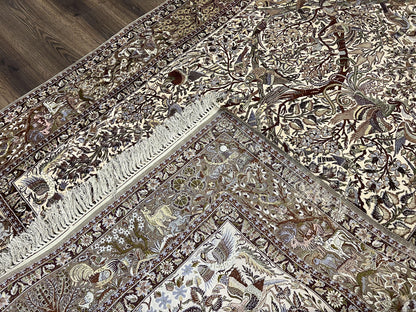Persian Isfahan Rug 5x8 - Tree of Life, Animal Pictorials, Kork Wool & Silk - Nuvé