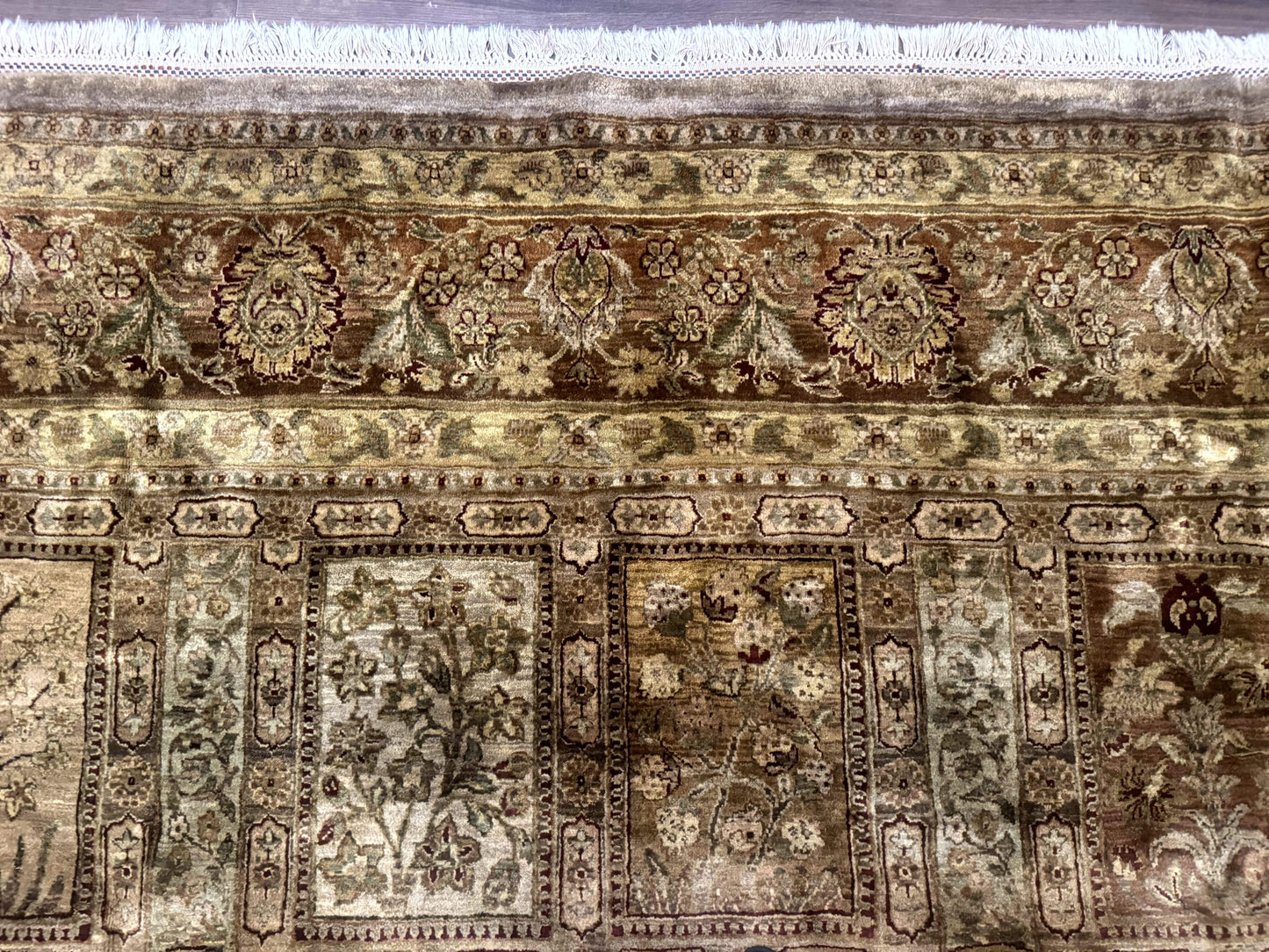 Large Indian Wool Rug 12x14, Wool Handmade Panel Design Carpet, Traditional, Palace Size - Nuvé