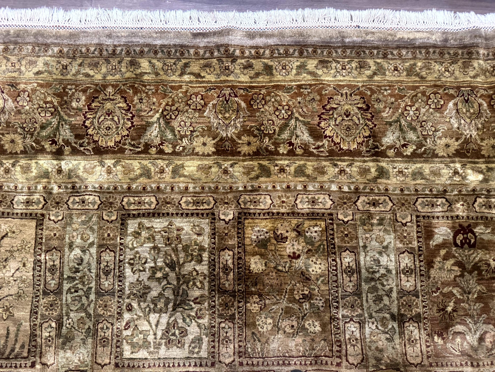 Large Indian Wool Rug 12x14, Wool Handmade Panel Design Carpet, Traditional, Palace Size - Nuvé