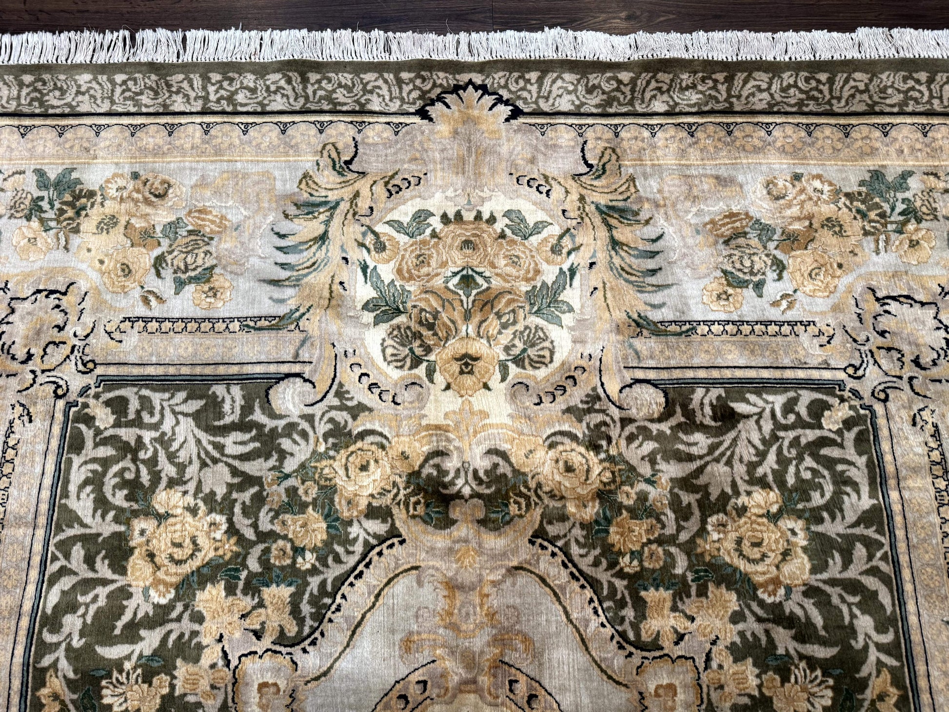 Aubusson Rug 8x10, Very Fine 225 KPSI, Floral, French European Design, Pakistani Carpet - Nuvé