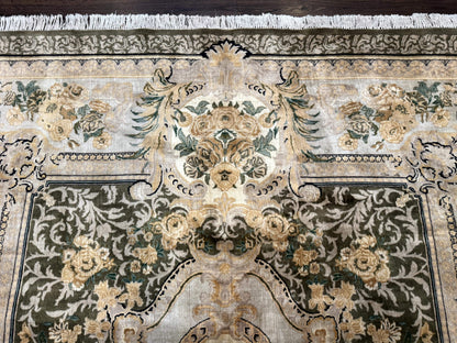 Aubusson Rug 8x10, Very Fine 225 KPSI, Floral, French European Design, Pakistani Carpet - Nuvé