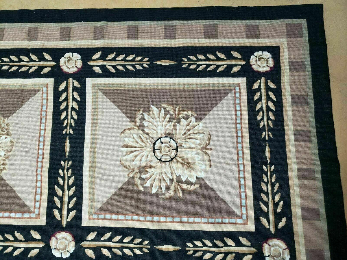 9' X 12' Handmade English Aubusson Savonnerie Design Needlepoint Wool Rug Nice