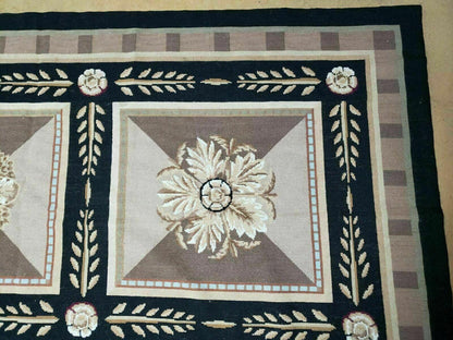 9' X 12' Handmade English Aubusson Savonnerie Design Needlepoint Wool Rug Nice