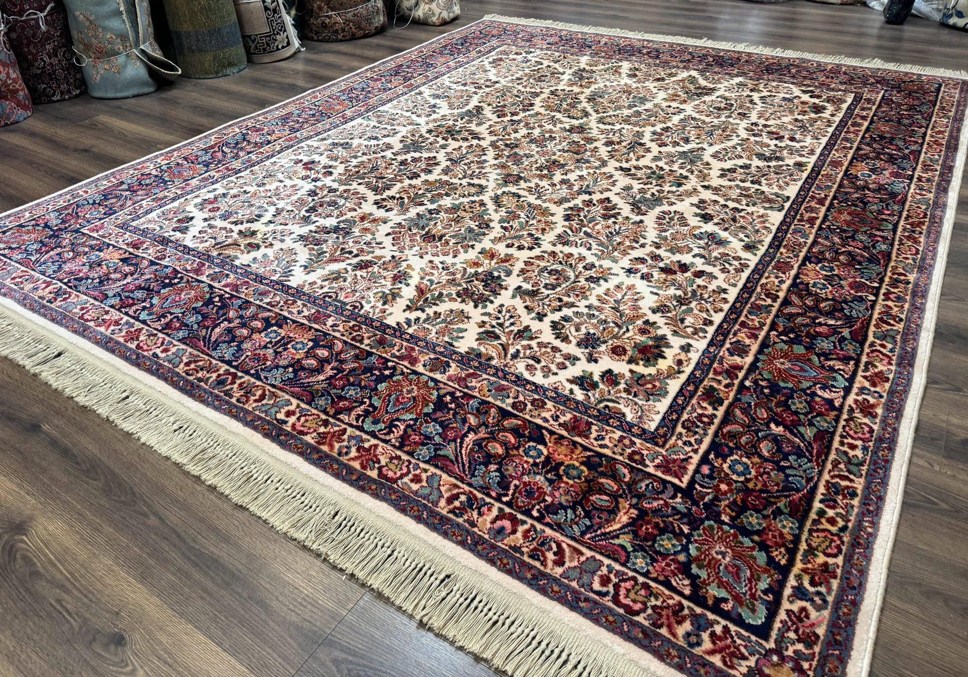 Karastan Rug 8.8 x 10.6 Ivory Sarouk #700/760, Wool Discontinued Original 700 Series - Nuvé