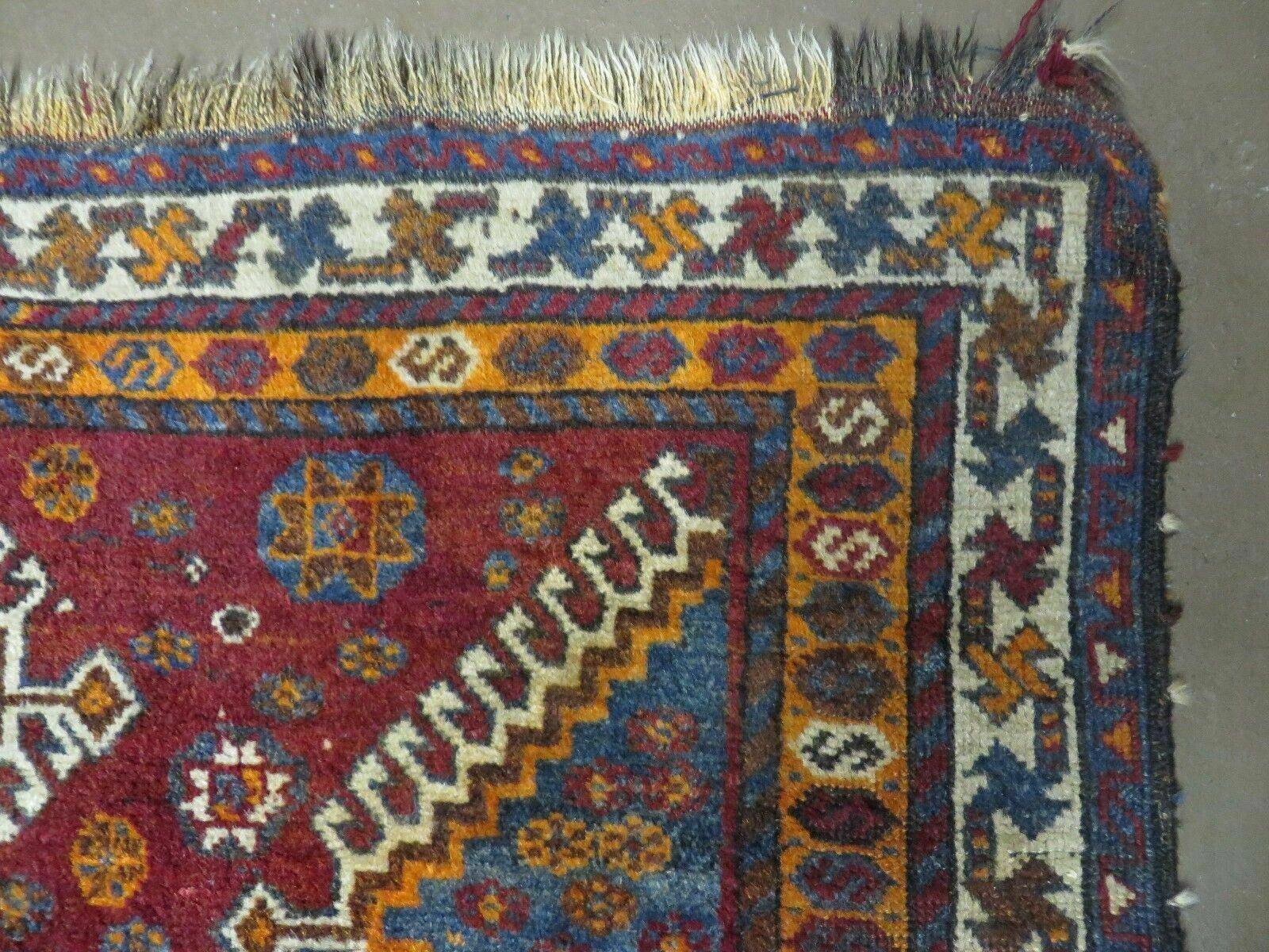 4' X 7' Antique Handmade Tribal Turkish Wool Rug Nice - Nuvé