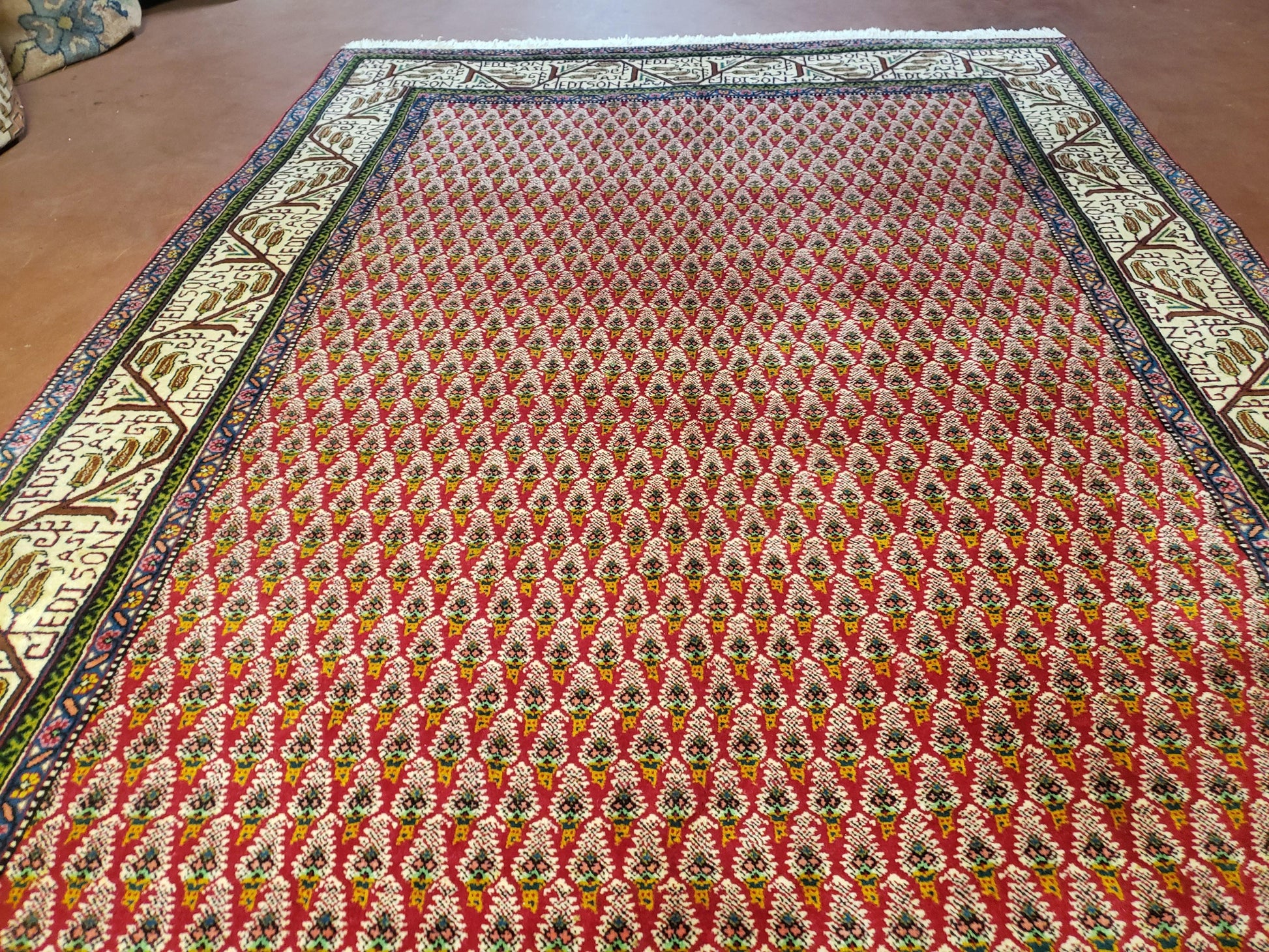 6x9 Finely Woven Turkish Tribal Rug, Boteh/Paisley Pattern, Red & Beige Area Rug, Vintage Wool Carpet, Entryway Rug, Hand-Knotted Foyer Rug - Nuvé